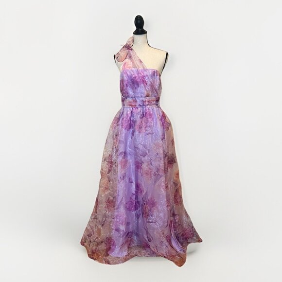 NWT Lulu’s Dress Women’s Large Lavender Lovely Floral One Shoulder Maxi Dress - Picture 3 of 16